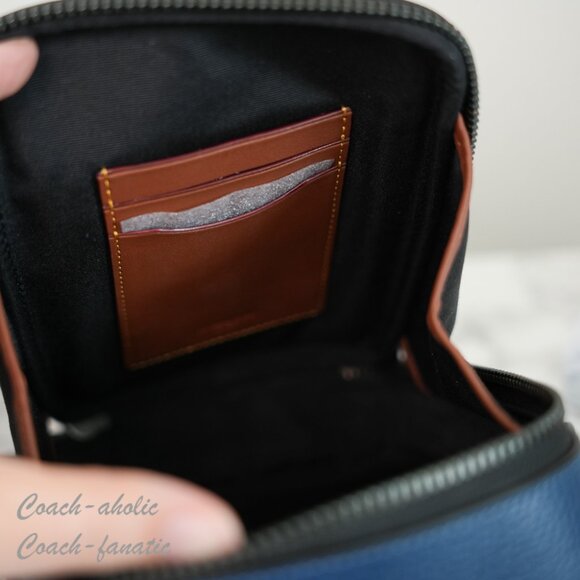 NWT Coach CL948 Stanton Crossbody Bag In Refined Pebble Leather Deep Blue - Picture 9 of 12